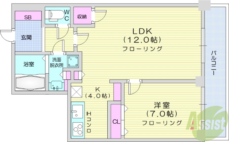 仙台市青葉区一番町のマンションの間取り