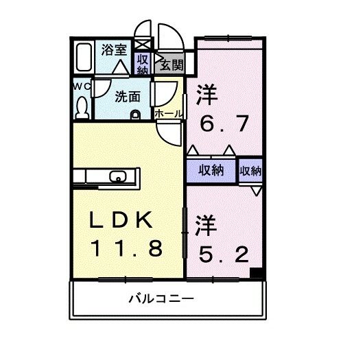 福島市北矢野目のアパートの間取り