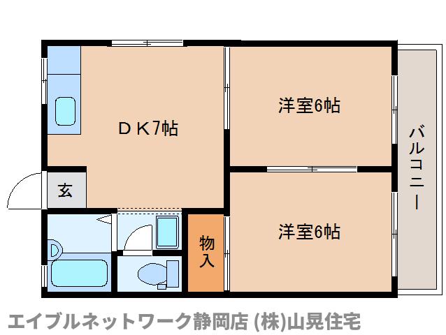 静岡市駿河区向敷地のアパートの間取り