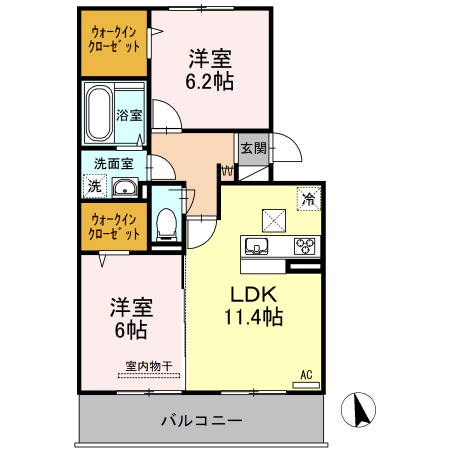 高松市林町のアパートの間取り