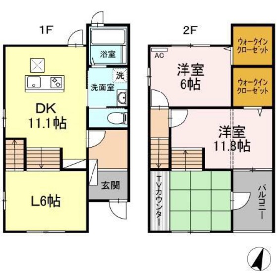 岡山市中区円山のアパートの間取り