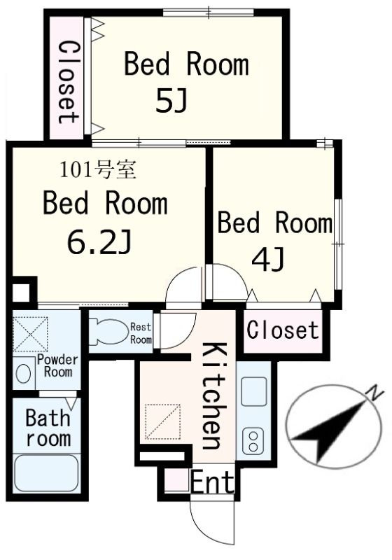 大田区下丸子のアパートの間取り