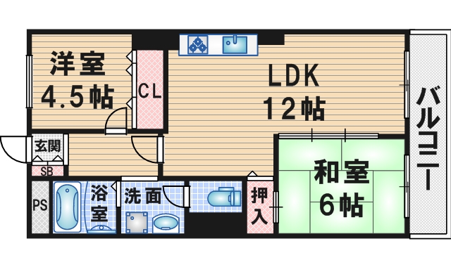 豊中市上野坂のマンションの間取り