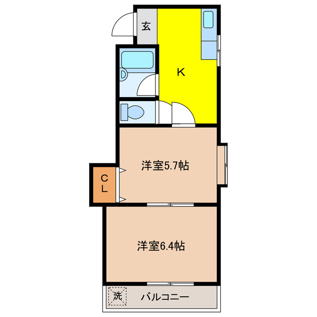 岐阜市北一色のアパートの間取り