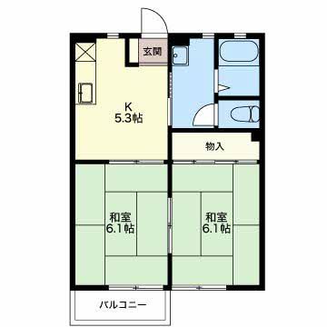 鈴鹿市東旭が丘のアパートの間取り