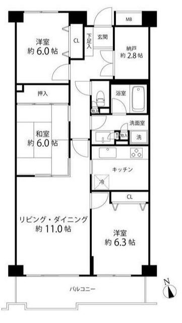 T s garden府中（旧ゼルコバコーポラス）の間取り