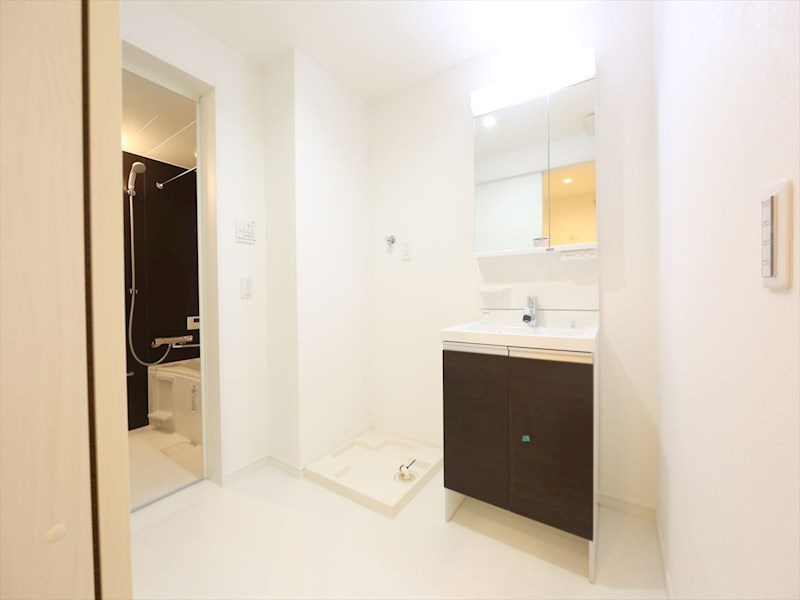 洗面設備　脱衣所　独立洗面台（シャンプードレッサー付）収納スペース有