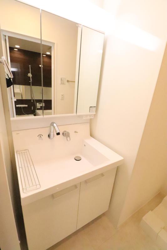 洗面設備　1　洗面脱衣所　シャワー付洗面台あり