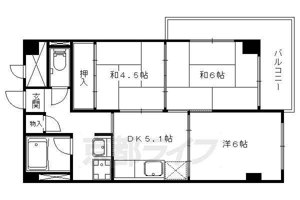 地下鉄東西線 石田駅 徒歩8分 6階建 築33年の間取り写真