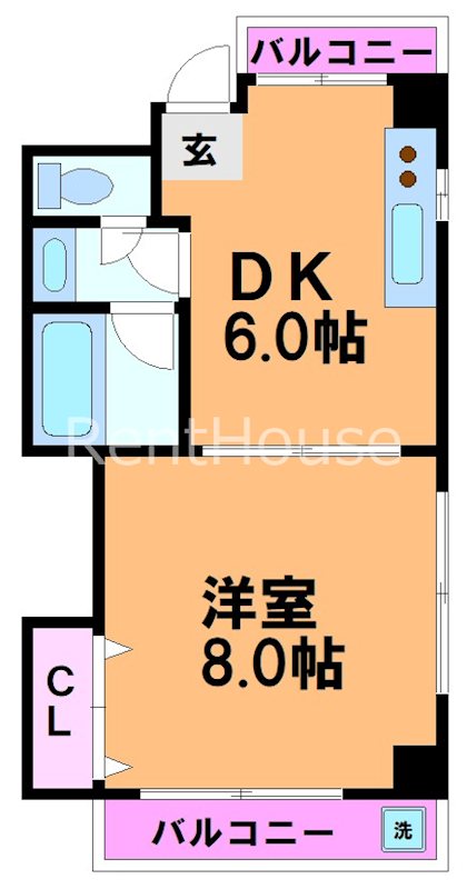 小田急線 代々木上原駅 徒歩7分 3階建 築41年の間取り写真