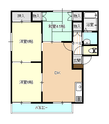 山口市小郡下郷のアパートの間取り