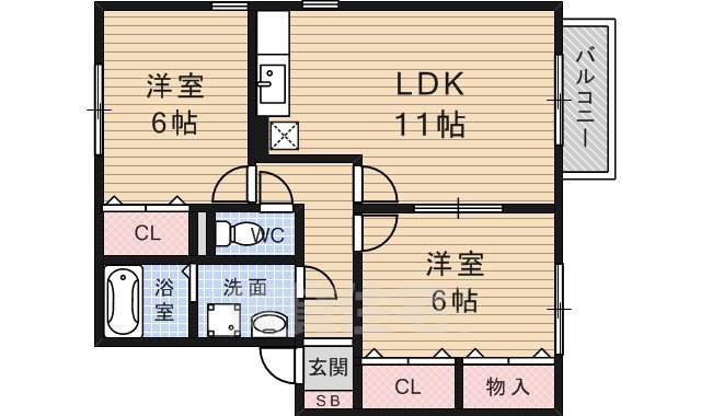 京都市南区久世築山町のアパートの間取り