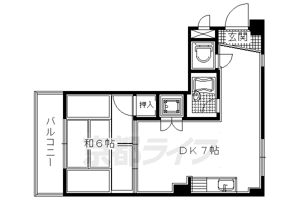 京都市右京区西京極西向河原町のマンションの間取り