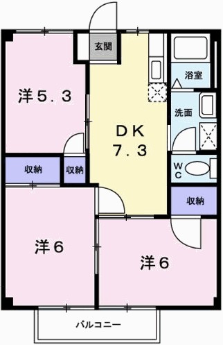 姫路市御国野町国分寺のアパートの間取り