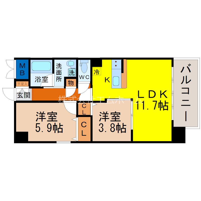 名古屋市昭和区塩付通のマンションの間取り