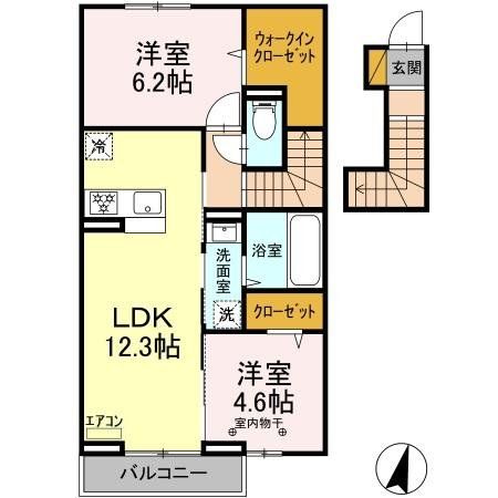 松戸市金ケ作のアパートの間取り