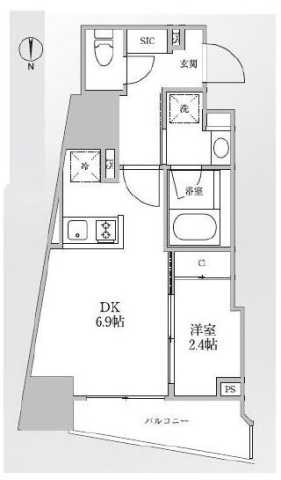 【千代田区外神田のマンションの間取り】