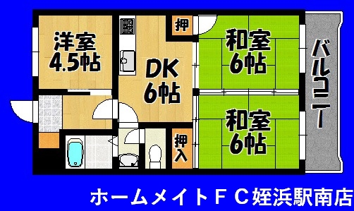 福岡市西区愛宕南のマンションの間取り