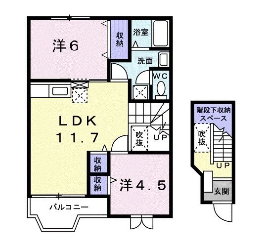 福島市北矢野目のアパートの間取り