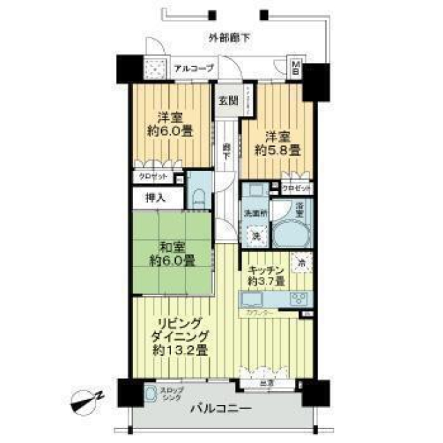 松山市北持田町のマンションの間取り