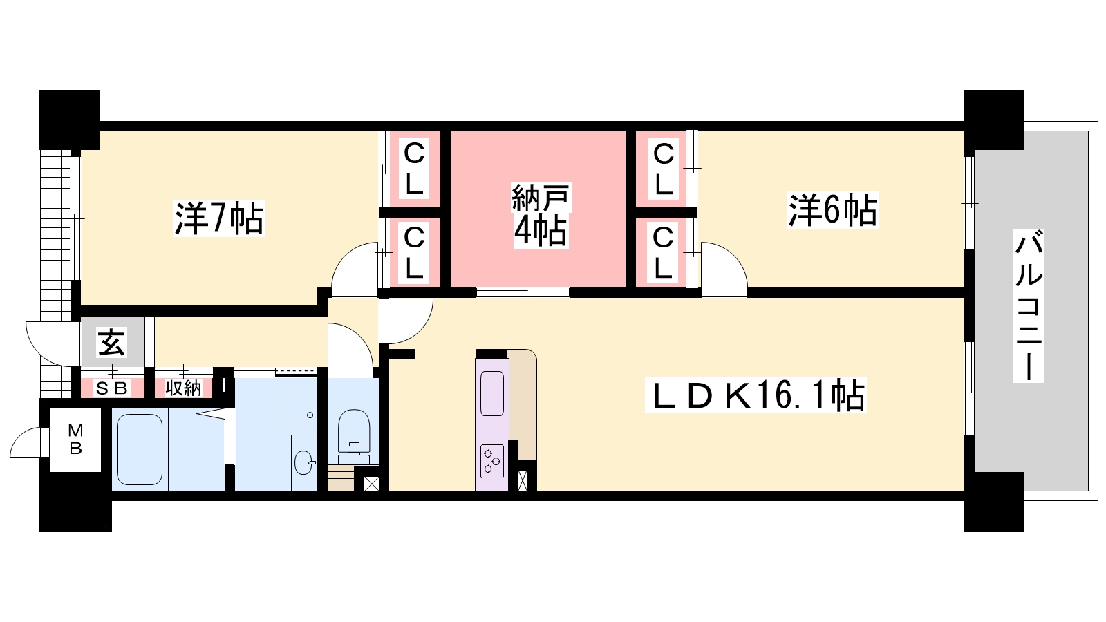 姫路市東雲町のマンションの間取り