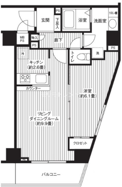 渋谷区本町のマンションの間取り