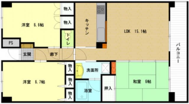 広島市南区翠のマンションの間取り