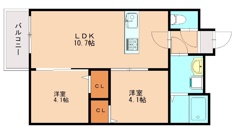 福岡市東区美和台のアパートの間取り