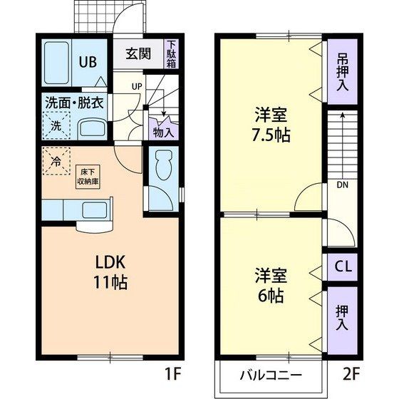 加須市北辻のアパートの間取り