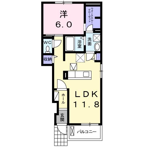 【トゥインクル喜沢　喜沢　１LDKルームの間取り】