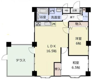 神戸市須磨区松風町のマンションの間取り