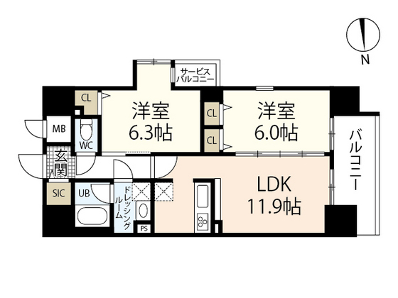 セントラルアヴェニュー田町の間取り