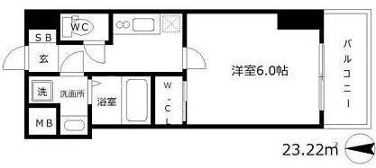 大阪市浪速区難波中のマンションの間取り