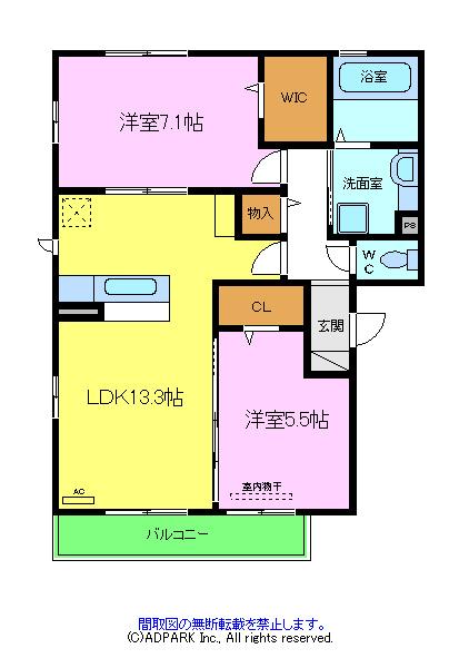 ファミールタカゼンＥ棟の間取り