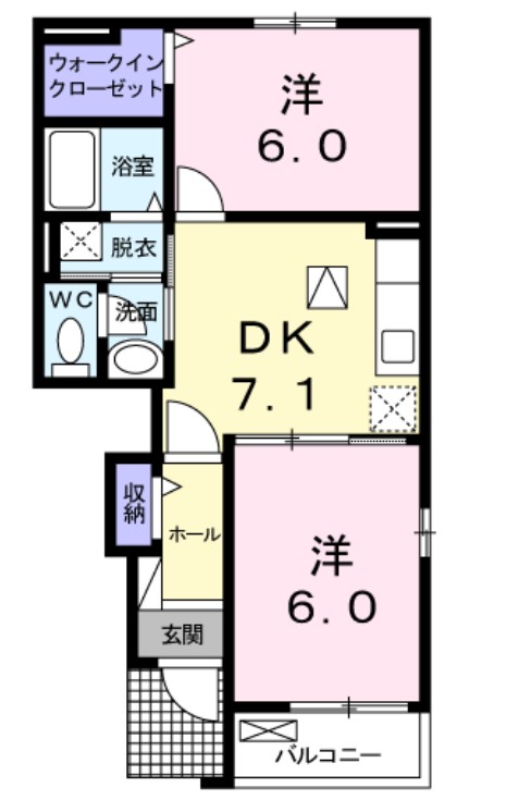 朝倉郡筑前町二のアパートの間取り