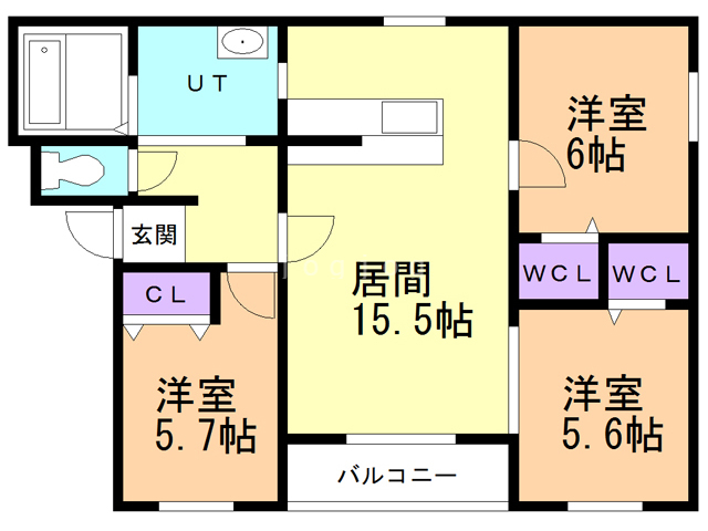 函館市花園町のマンションの間取り