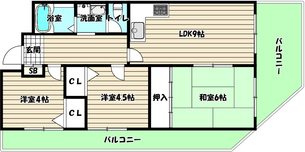 大阪市淀川区十三元今里のマンションの間取り