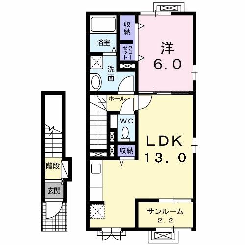 鳥取市国府町宮下のアパートの間取り