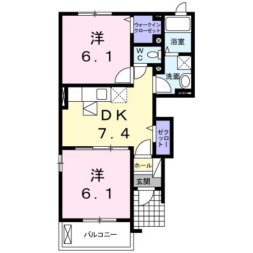 愛知県名古屋市緑区徳重４（アパート）の賃貸物件の間取り