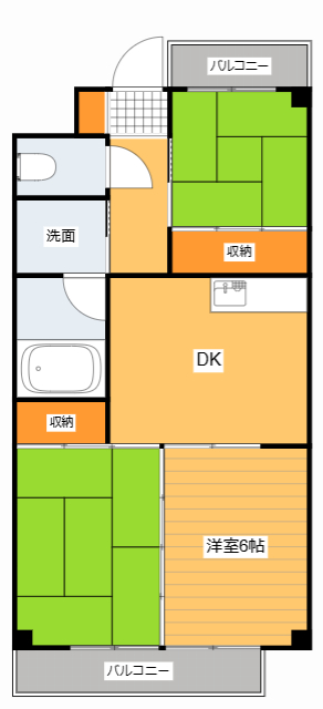 広島市中区大手町のアパートの間取り