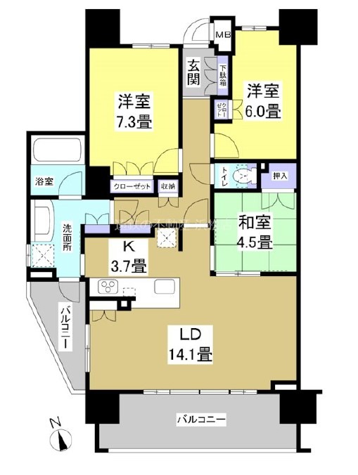 浜松市中央区元浜町のマンションの間取り