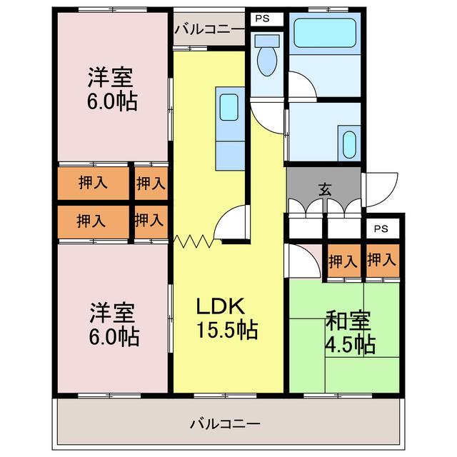 【西新在家マンションの間取り】