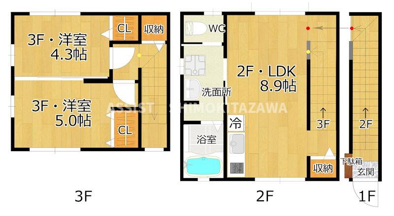 【シェシャンフルール若林の間取り】