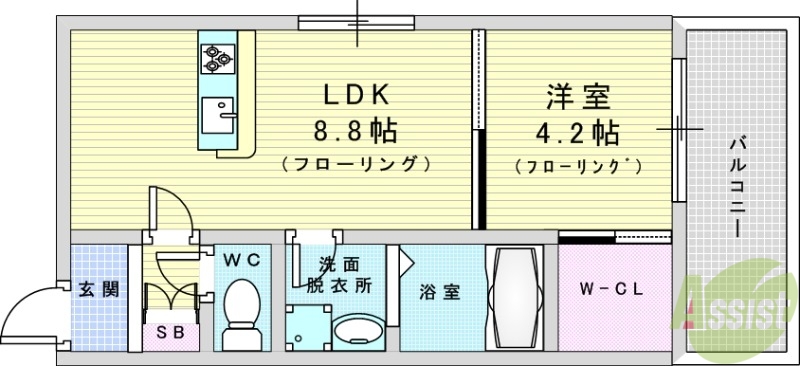 大阪市西淀川区柏里のアパートの間取り