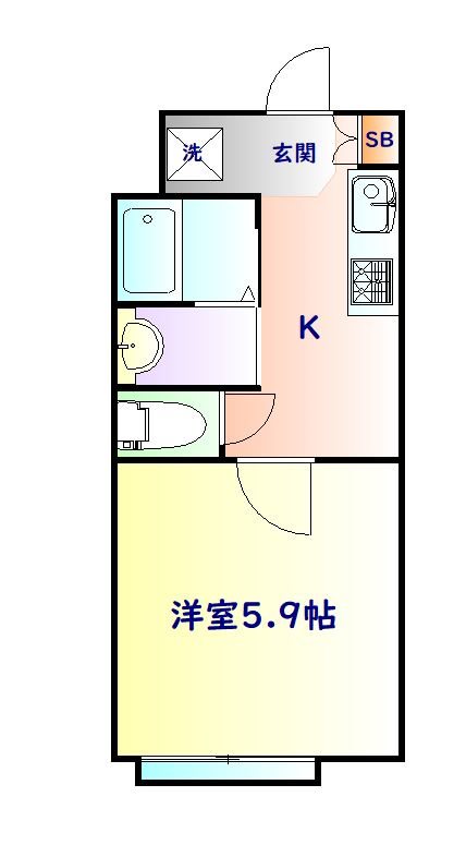 仙台市太白区西中田のアパートの間取り