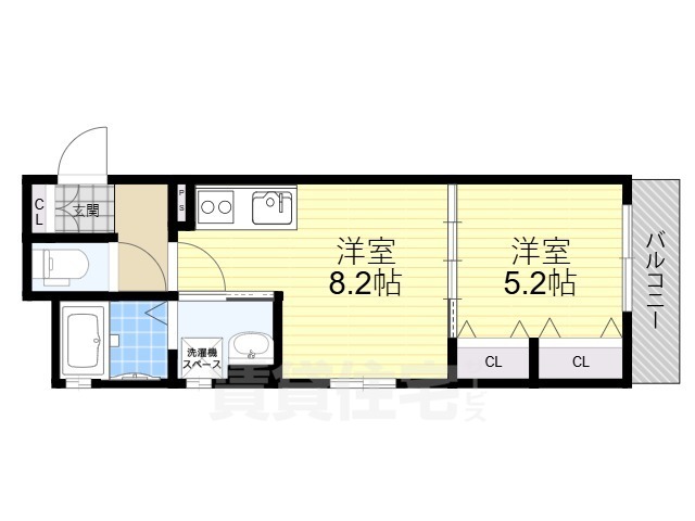 寝屋川市日之出町のアパートの間取り