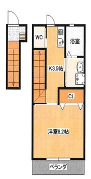 総社市井手のアパートの間取り