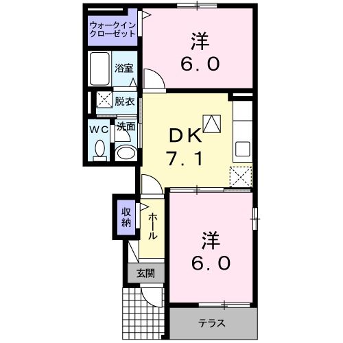 大川市大字三丸のアパートの間取り