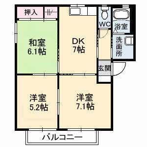 福山市加茂町大字下加茂のアパートの間取り