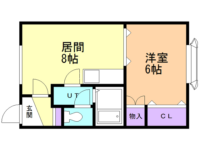 釧路市花園町のアパートの間取り